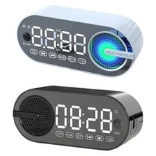 Image of Digital Alarm Clock Bluetooth Speaker USB Rechargeable Radio Multipurpose UK