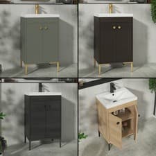 Image of 500mm Floor Standing Bathroom Vanity Unit Cabinet with 2 Doors & Mid-Edge Basin