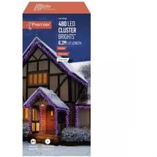 Image of 480 LED Cluster Christmas Lights Rainbow Multi Action Indoor Outdoor Open Box