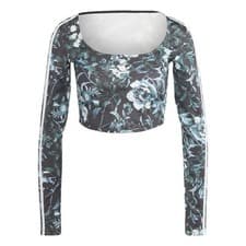 Image of Adidas Originals Floral Long Sleeved Crop Top, Woman’s 10 (S), 3 Stripes.