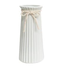 Image of White Ceramic Ribbed Vase 20cm – Modern Minimalist Decor for Home & Office