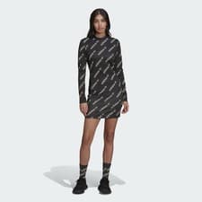 Image of Adidas Originals Women Black Long Sleeve Dress NWT Size S Sportswear Logo Style
