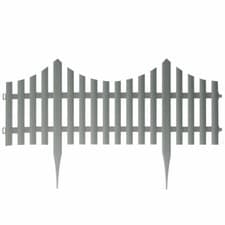 Image of 4pc Grey Wooden Effect Picket Fencing Edge Set Lawn Garden Border Plastic Edging