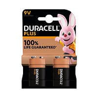 Image of Duracell Plus 9V Battery Alkaline 100% Life (Pack of 2) 5011416