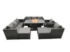 Image of Fimous Rattan Garden Furniture Sofa Sets Outdoor Patio Gas Fire Pit Dining Table