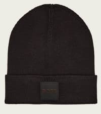 Image of Hugo Boss 6155 Foxxy_R Rubber Box Logo Knit Beanie Hat Black