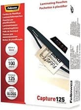 Image of Fellowes Capture 65x95mm 125 Micron Glossy Laminating Pouches (Pack of 100) Pack