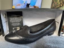 Image of Dune London Black Flat Loafers with Gold tassels UK Size 6 BNWT