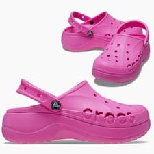 Image of New CROCS BAYA PLATFORM Soft Lined CLOG UK W9 EU 42-43 Pink Women's RRP £60