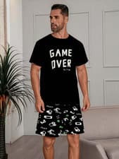 Image of Game Over Men's T-Shirt Funny Graphic Casual Short Sleeve Gamer Tee Top