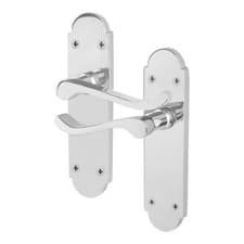 Image of Chrome Victorian Scroll Door Handle Polished Chrome Internal Bathroom Latch Lock
