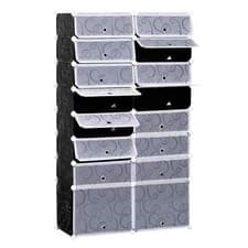 Image of Large 16-Cube DIY Shoes Rack Portable Interlocking Plastic Cabinet Bedroom