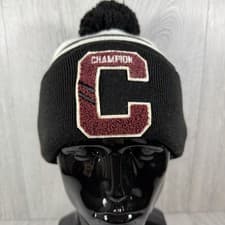 Image of Champion Unisex Beanie Hat Black/white/red Brand New One Size Acrylic