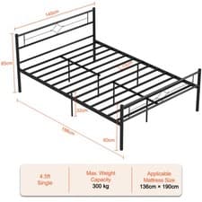 Image of NEW Metal Bed Frame Single Double King 3ft 4.5ft 5min Assembly Strong Furniture.