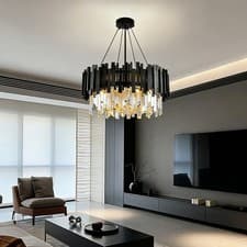 Image of Luxury Crystal Pendant Light Clear Living Room K9 Crystal LED Ceiling Light 