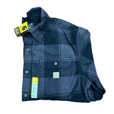 Image of Carhartt Loose Fit Heavyweight Flannel Long Sleeve Plaid Shirt Black Large NWT