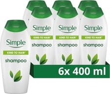 Image of 6 x 400ml Simple Kind to Hair Gentle Care Shampoo with Vitamin B5