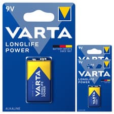 Image of Varta Longlife Power 9V PP3 6LR61 Alkaline Batteries x 3 *Long Expiry*