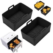 Image of 2Pcs Air Fryer Liners Silicone Pots Baking Dishes Trays Non Stick Handled Pans