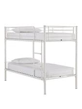 Image of Domino Metal Bunk Bed Frame White Space-Saving Bedroom Furniture