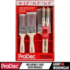 Image of Prodec Premier Synthetic 7 Piece Paint Brush Set - Including 2 Free Sash Brushes