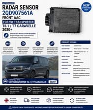 Image of For VW Transporter T6.1 T7 Caravelle Radar Sensor 2QD907561A Front AAC 2020+ New