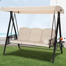 Image of 2&3 Seat Outdoor Garden Swing Chair Thick Padded Seat Adjustable Tilting Canopy