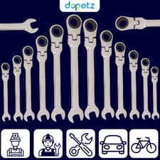Image of Ratchet Spanner Combination Flexible Head Wrench Metric 8-32mm Mirror Polished