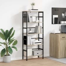 Image of WALPLUS Bookshelf Sonoma Oak 60x29.5x149 cm Engineered Wood Storage Unit