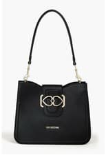 Image of LOVE MOSCHINO Black Shoulder Bag Gold Heart Logo NWT RRP £220