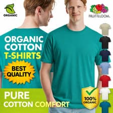 Image of Mens Organic Cotton T Shirt – Fruit of the Loom Crew Neck