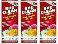 Image of 3 x 480ml Bug Clear Ultra Vine Weevil Killer 2in1 Action Concentrate Pest Larvae