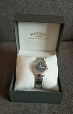 Image of Rotary Women’s Stainless Steel Watch Crystal Bezel Blue Dial NEW Boxed