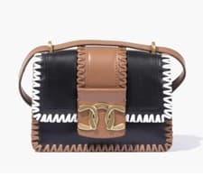 Image of TED BAKER Edasina Black Brown Leather Whipstitch Small Cross Body Bag BNWT