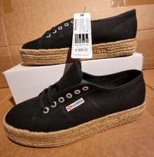 Image of Superga Women's UK8.5 Cotu Rope Trainers in Black, Holiday/Gym Shoes - BNWT