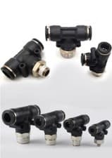 Image of Pneumatic Tee BSP Male Stud To Hose Tube Inline Push Fit Connector Air Line
