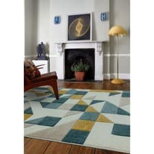 Image of Sketch Rug Shapes Green SK03 Modern Large Area Geometric Living Room Bedroom Rug