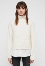 Image of NEW All Saints Jones Cable Jumper Chalk White Shirt Underlay Size M
