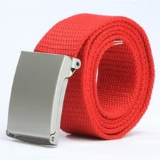 Image of Unisex Men Women Cotton Plain Webbing Canvas Belt Adjustable Black Silver Buckle