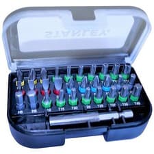 Image of Stanley 31 Screwdriver Colour Coded Bit Set Tamperproof Torx Hex Pz Ph Flat