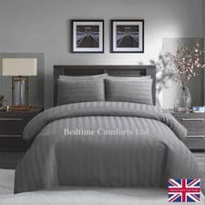 Image of SINGLE 3' (Hotel Quality) FLAT SHEET LUXURY SATIN STRIPE  300TC - GREY