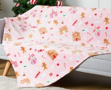 Image of Gingerbread Candy Cane Fun Christmas Super Soft Plush Fleece Throw Sofa Blanket