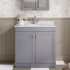 Image of Nuie Classique Floor Standing 2-Door Vanity Unit & Basin-1 800mm - Satin Green