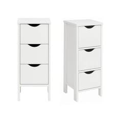 Image of 3 Drawer White Storage Cupboard Wooden Bathroom Unit Large Cabinet Organiser