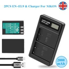 Image of 2× 2AH EN-EL9 EL9A Battery For Nikon D40 D40A D60 DSLR D3000 D5000 + LCD Charger