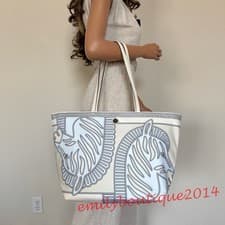 Image of NWT Tory Burch 169341 Ella Nylon Tote Zebra Multi Large Shoulder Zip Bag