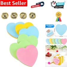 Image of 600 Sheets Sticky Notes - 6 Pack 70×70mm Heart Shaped - 4 Mixed Colors Remova...