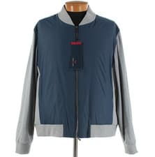 Image of Cardinal of Canada NWT Mixed Media Bomber Jacket Size XXL (50 US) In Blue/Gray