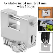 Image of 94mm Heavy Duty Padlock Armoured Steel Container Warehouse Shutter Lock 5 Keys
