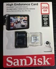 Image of Sandisk 256GB High Endurance Microsdxc Card for IP Cams & Dash Cams + SD Adapter